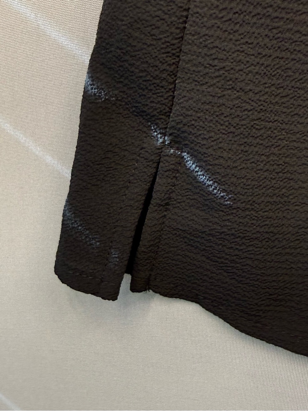 CeCe Black Short-Sleeve Blouse with White Ruffle Peter Pan Collar and Neck Tie - Picture 11 of 12